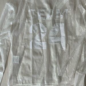 CHOSEN BY KYHA- WHITE SEQUIN BUTTON DOWN